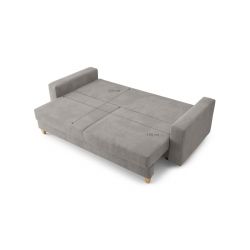 Canapé droit KRISTIconvertiblevelours cotêlé gris clair 