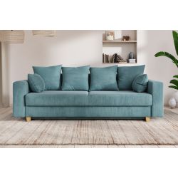 Canapé droit KRISTIconvertiblevelours cotêlé bleu clair