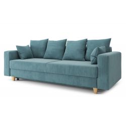 Canapé droit KRISTIconvertiblevelours cotêlé bleu clair
