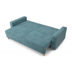 Canapé droit KRISTIconvertiblevelours cotêlé bleu clair