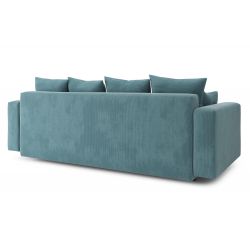 Canapé droit KRISTIconvertiblevelours cotêlé bleu clair