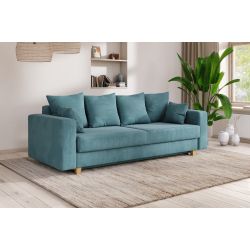 Canapé droit KRISTIconvertiblevelours cotêlé bleu clair