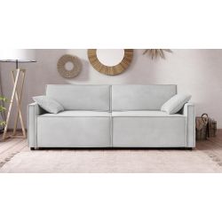 Canapé droit MAGGYconvertibletissu gris clair 3 places 