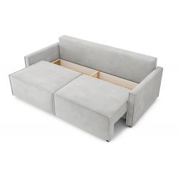 Canapé droit MAGGYconvertibletissu gris clair 3 places 