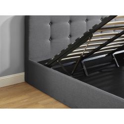 Lit coffre AMBRE tissu gris anthracite 180x200 sommier inclus