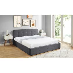 Lit coffre AMBRE tissu gris anthracite 180x200 sommier inclus