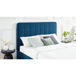 Lit coffre GATSBY velours bleu canard 160x200 sommier inclus