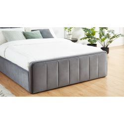 Lit coffre GATSBY velours gris anthracite 140x190 sommier inclus