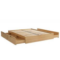 Cadre de lit à tiroirs AMANA cannage rotin 140x190 sommier inclus