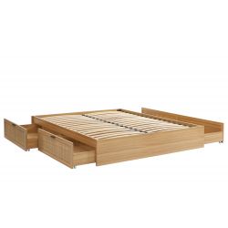 Cadre de lit à tiroirs AMANA cannage rotin 160x200 sommier inclus