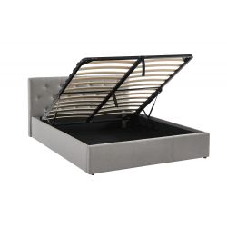 Lit coffre BAHIAtissu gris 160x200 sommier inclus