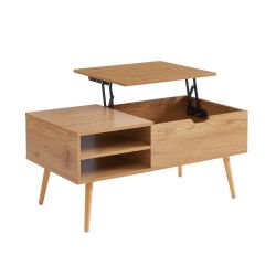 Table basse FLORENCE effet chêne foncé plateau relevable