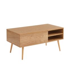 Table basse FLORENCE effet chêne foncé plateau relevable
