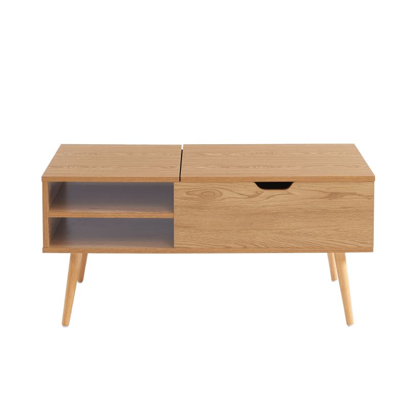 Table basse FLORENCE effet chêne foncé plateau relevable