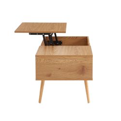 Table basse FLORENCE effet chêne foncé plateau relevable