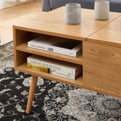 Table basse FLORENCE effet chêne foncé plateau relevable