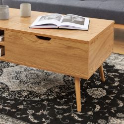 Table basse FLORENCE effet chêne foncé plateau relevable