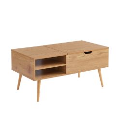 Table basse FLORENCE effet chêne foncé plateau relevable