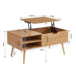 Table basse FLORENCE effet chêne foncé plateau relevable