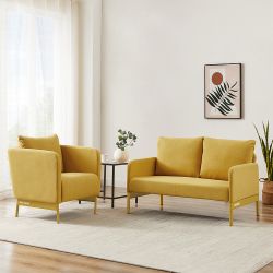 Fauteuil PANTONE tissu jaune avec piètement métal jaune