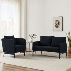 Canapé droit PANTONE fixe tissu bleu 2 places