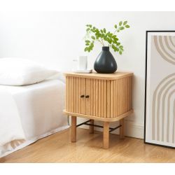 Table de chevet ERNEST 2 portes coulissantes 2 niches Bois, L45cm