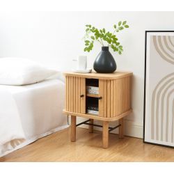 Table de chevet ERNEST 2 portes coulissantes 2 niches Bois, L45cm