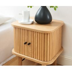 Table de chevet ERNEST 2 portes coulissantes 2 niches Bois, L45cm